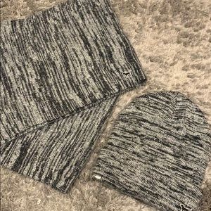 Pink brand knit hat and scarf set